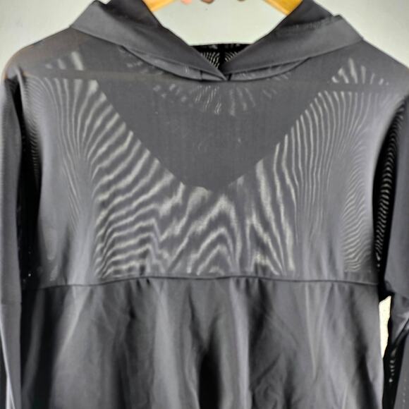 BUFFBUNNY WOMENS ESCANDALA PULLOVER BLACK DIAMOND MESH HOODED CROPTOP SIZE SMALL - Picture 5 of 13